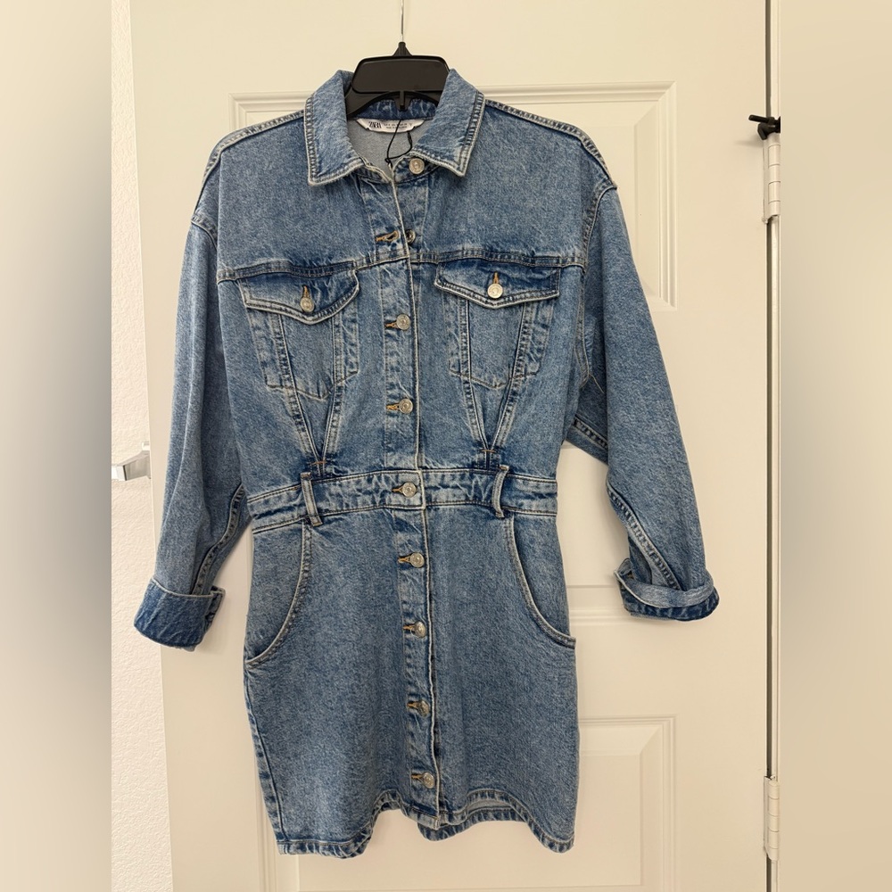Zara Blue Denim Shirt Dress